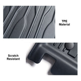 Close-up of a BYD Seal Floor All Weather Floor Mats surface with textured patterns, ideal for car's interior protection. Accompanied by text noting "TPE Material" and "Scratch Resistant.